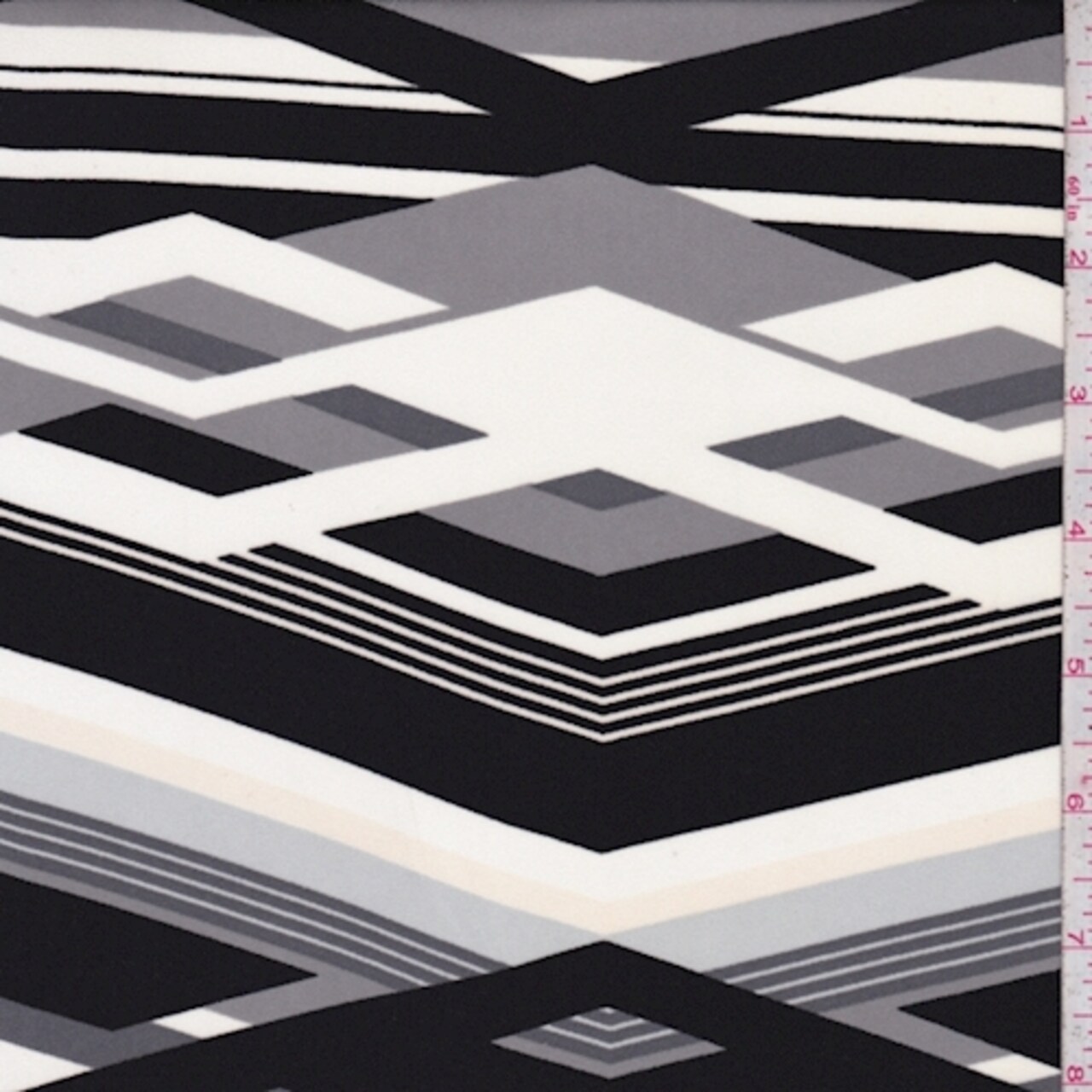 Dove/Black/Ivory Chevron Stripe Crepe Georgette Fabric By the Yard